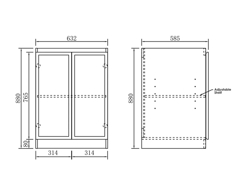OTTI HAMPSHIRE MATTE WHITE 1300MM BASE LAUNDRY CABINET WITH STONE TOP & SINK