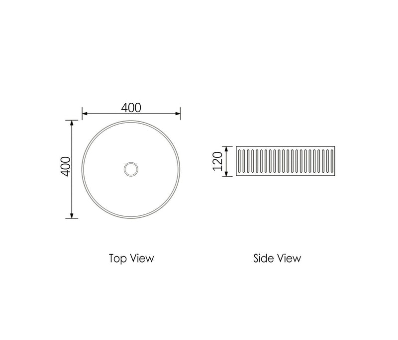 OTTI HUDSON ROUND ABOVE COUNTER CONCRETE WHITE BASIN 400MM