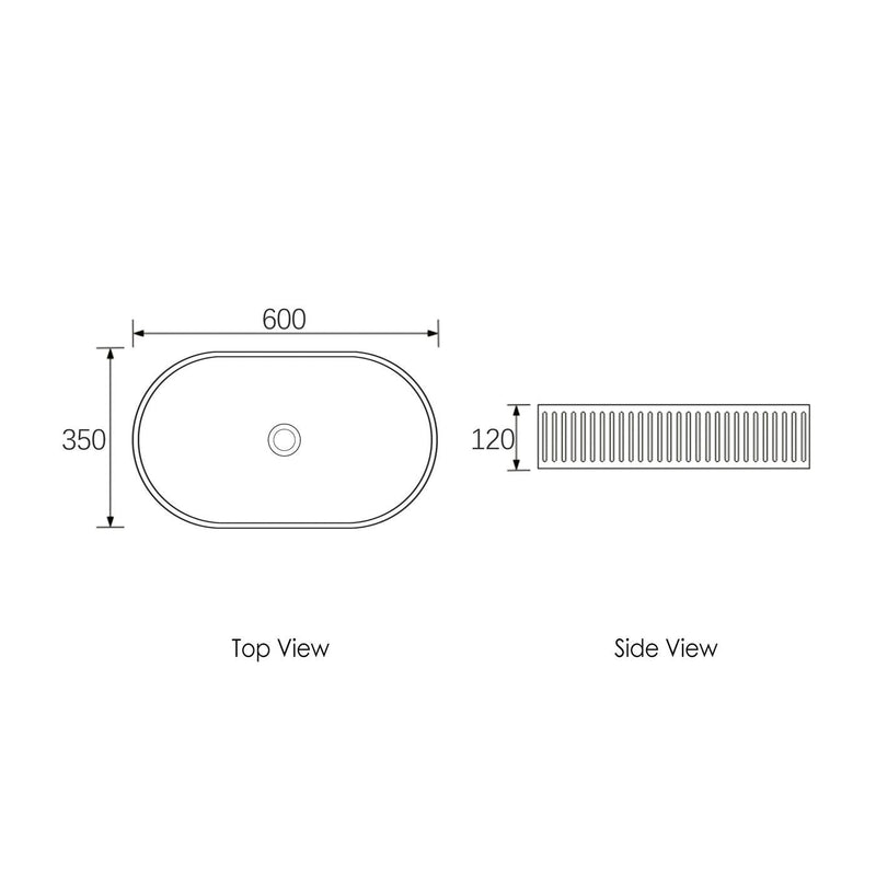 OTTI HUDSON OVAL ABOVE COUNTER CONCRETE WHITE BASIN 600MM