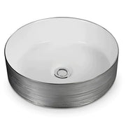 Fine Ceramic Basin Gloss White & Silky Silver 355mm - Beyond Bathware