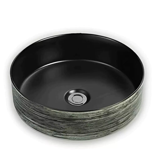 Fine Ceramic Basin Matte Black And Green 346mm - Beyond Bathware