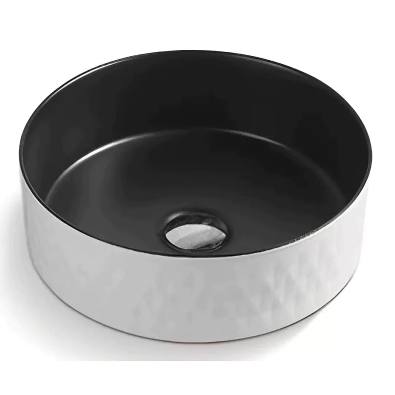 Fine Ceramic Basin Matte Black & White 360mm - Beyond Bathware