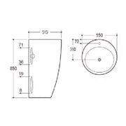 Freestanding Ceramic Basin With No Overflow 550mm - Beyond Bathware
