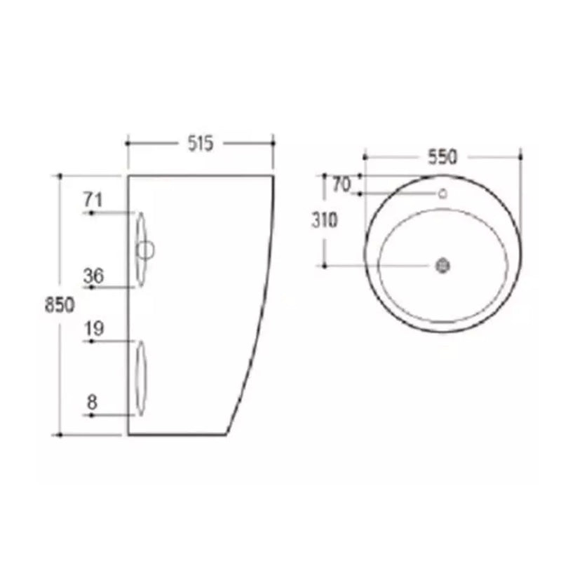 Freestanding Ceramic Basin With No Overflow 550mm - Beyond Bathware