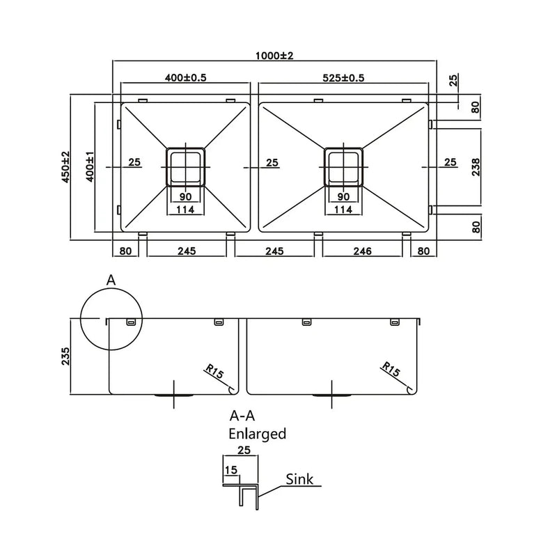 Handmade Double Bowl Kitchen Sink 1000mm - Beyond Bathware