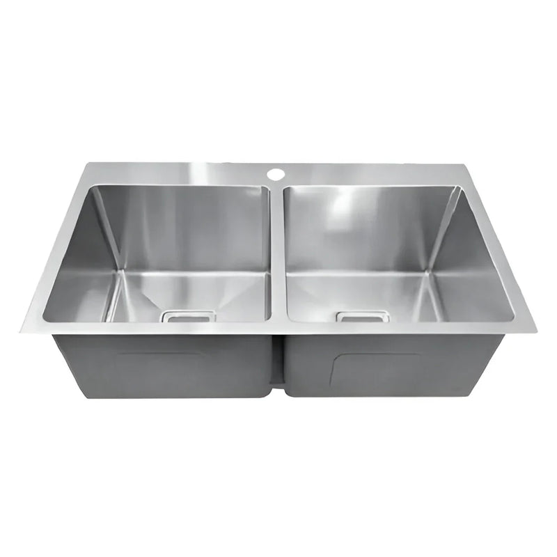 Handmade Stainless Steel Double Bowl Kitchen Sink 775mm - Beyond Bathware