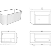 Bronte Wall Hung Vanity 900 (Coastal Oak) - Aqualux Bathrooms- Poseidon
