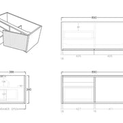 Bellevue Wall Hung Ensuite Vanity 900 (Coastal Oak) - Aqualux Bathrooms- Poseidon