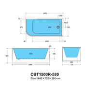 Multi-Fit Bathtub Gloss White 580mm - Beyond Bathware