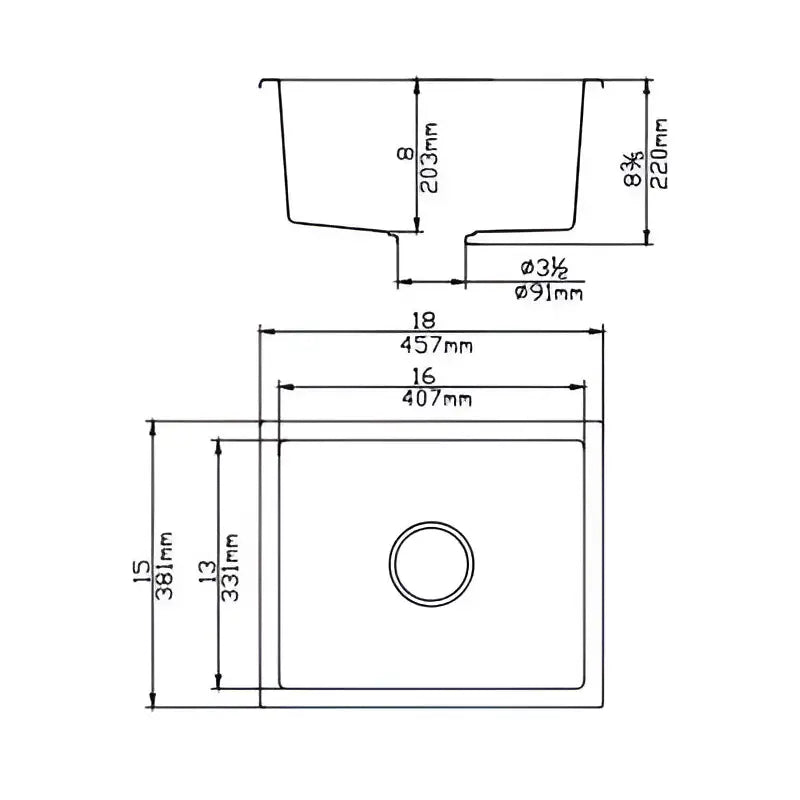Quartz Undermount Kitchen Sink 381mm - Beyond Bathware