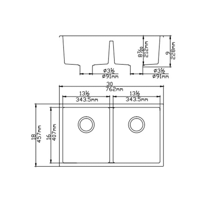 Quartz Undermount Kitchen Sink 762mm - Beyond Bathware
