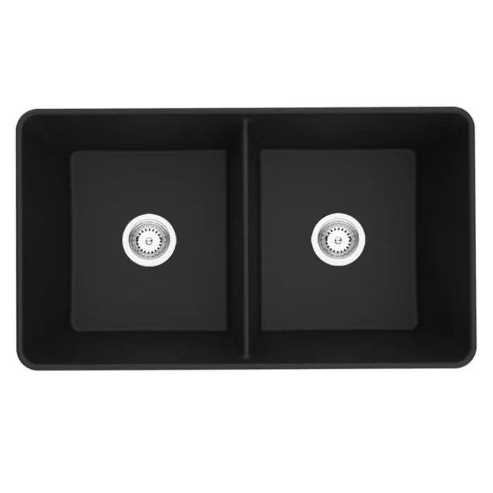 Quartz Undermount Double Bowl Kitchen Sink 838mm - Beyond Bathware