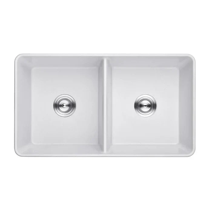 Quartz Undermount Double Bowl Kitchen Sink 838mm - Beyond Bathware