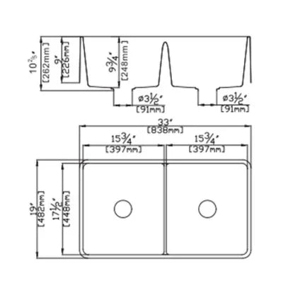 Quartz Undermount Double Bowl Kitchen Sink 838mm - Beyond Bathware