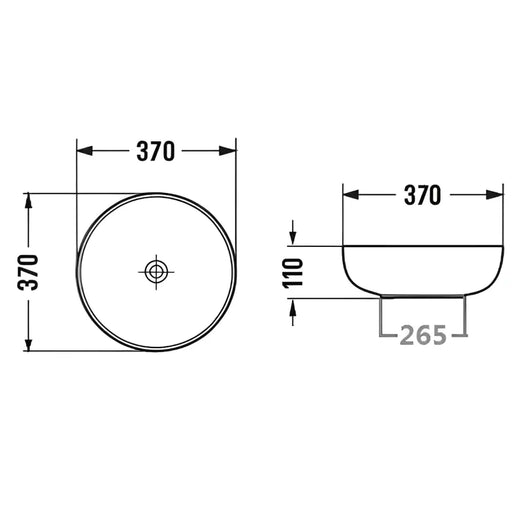 Round Above Counter Ceramic Art Basin Gloss White 370mm - Beyond Bathware