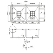 Stainless Steel Double Sink 750mm - Beyond Bathware